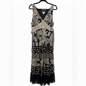 Vintage Jonathan Martin Silk Floral Polka Dot Whimsigoth Maxi Dress 16